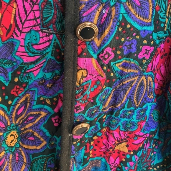 VTG Boston Traveler Y2K Boho Floral Quilted Jacket Folk Style Colorf Women Large - Picture 9 of 12